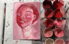 Katie Jeanne Wood - Pink tonal portrait painting