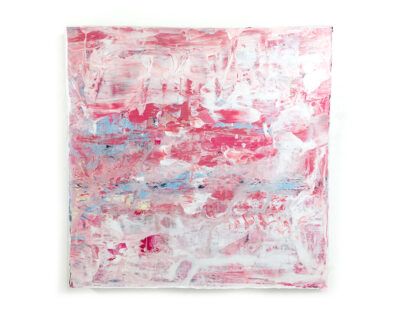 Pink and white farmhouse abstract painting