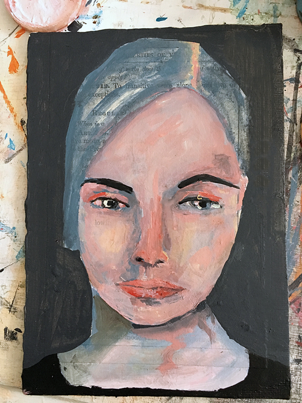 Katie Jeanne Wood - updated Blue hair portrait painting