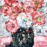 Katie Jeanne Wood - 9x12 Pink palette knife flower painting