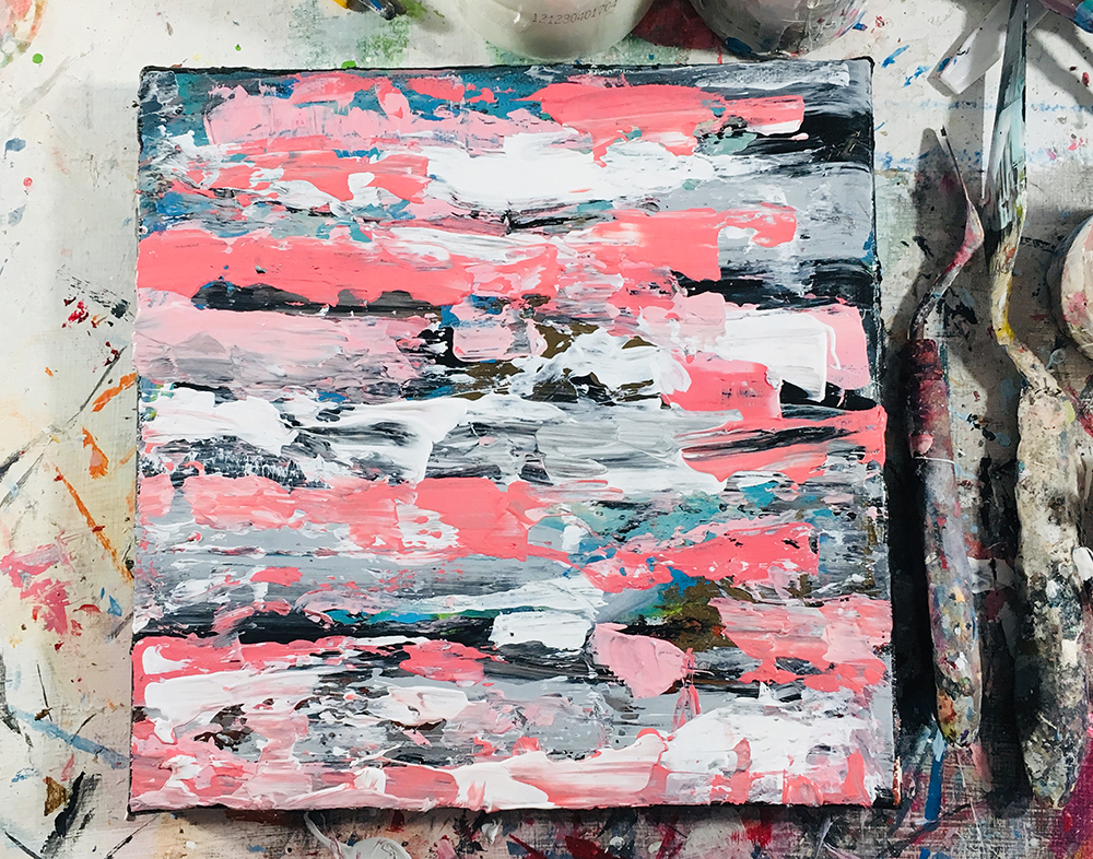 Katie Jeanne Wood - pink & gray abstract painting