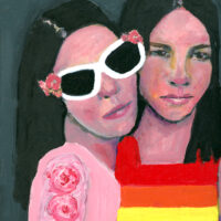 Love - LGBTQ portrait painting of two women in love