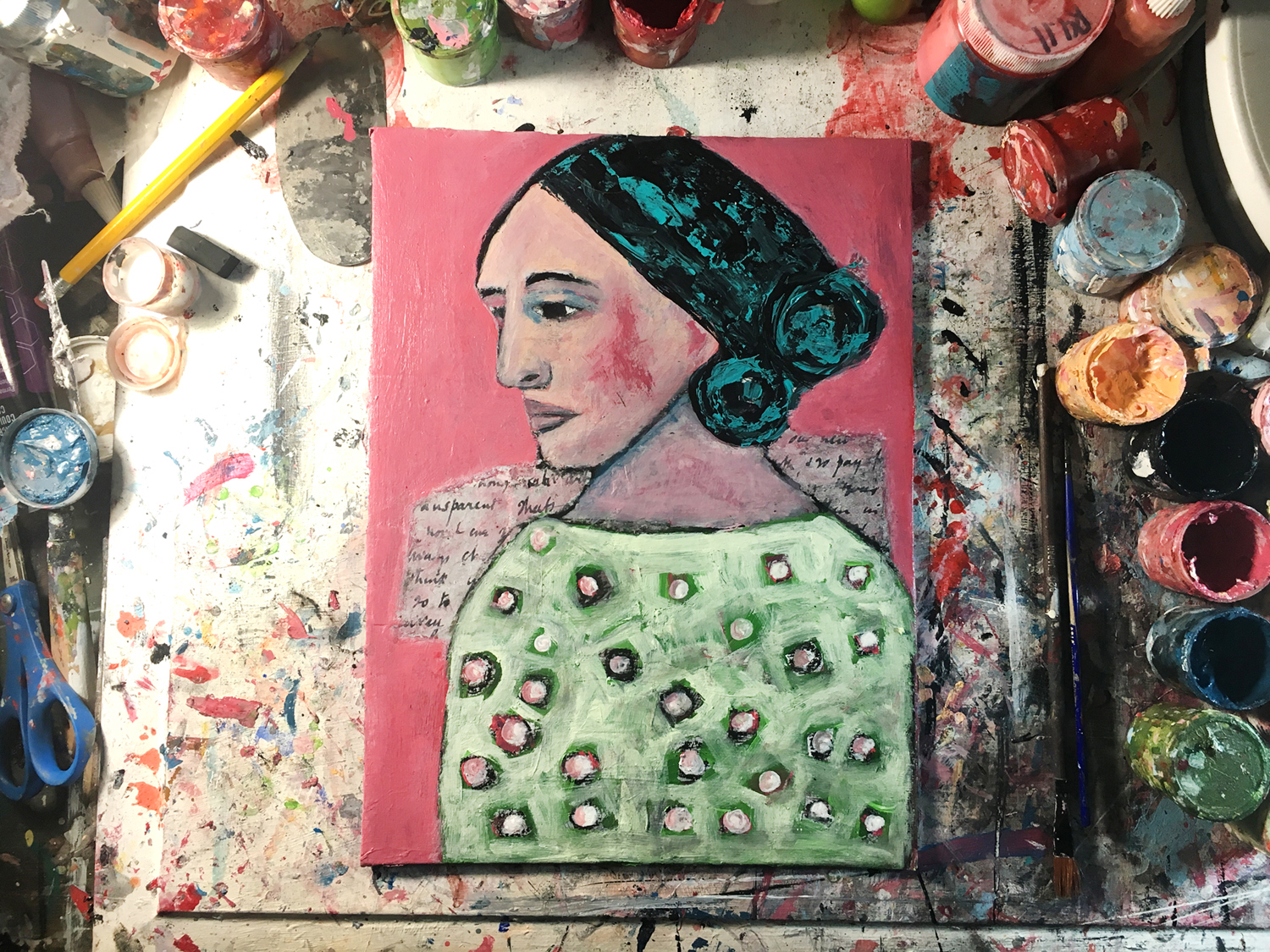 Virginia Woolf Wears Polka Dots No 4 Portrait Painting