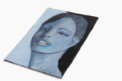 Katie Jeanne Wood - Blue tonal portrait painting - What Remained