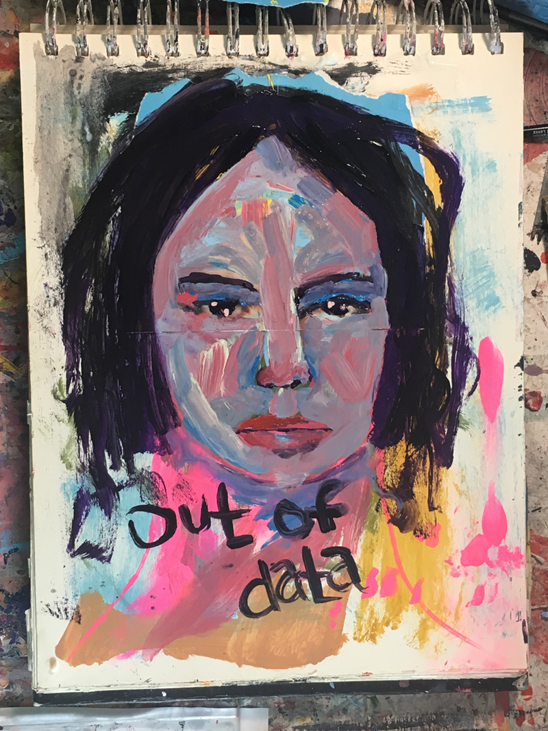 Katie Jeanne Wood - Out of Data Art Journal Portrait Painting