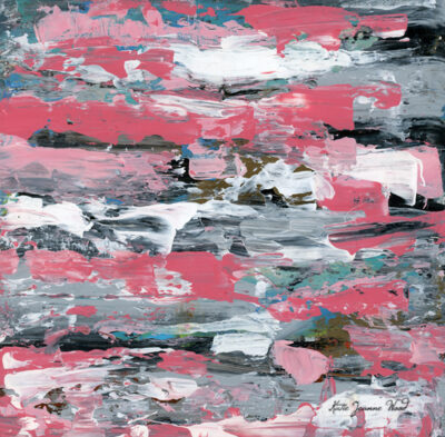 Katie Jeanne Wood - 8x8 Gray pink abstract No 140