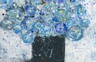 Katie Jeanne Wood - 9x12 Blue Roses Flower Painting Series No 342
