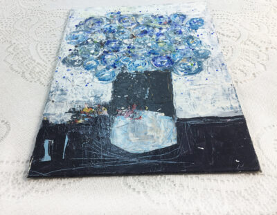 Katie Jeanne Wood - 9x12 Blue Roses Flower Painting Series No 342