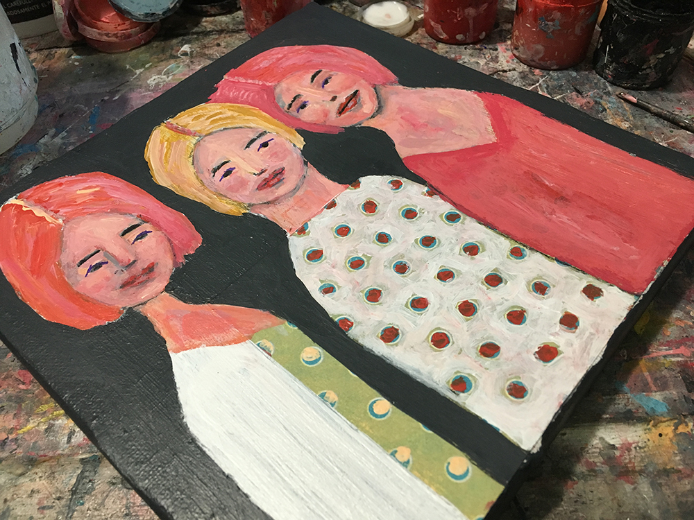 Katie Jeanne Wood - 3 sisters portrait painting