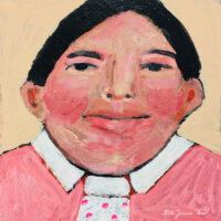 Katie Jeanne Wood - 4x4 Goofy Grin boy portrait painting