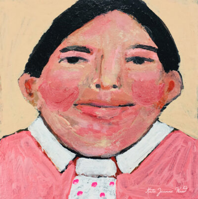 Katie Jeanne Wood - 4x4 Goofy Grin boy portrait painting