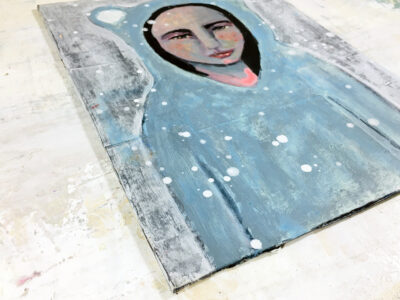 Katie Jeanne Wood - 9x12 Makes Me Miss Summer Blue Bear Painting