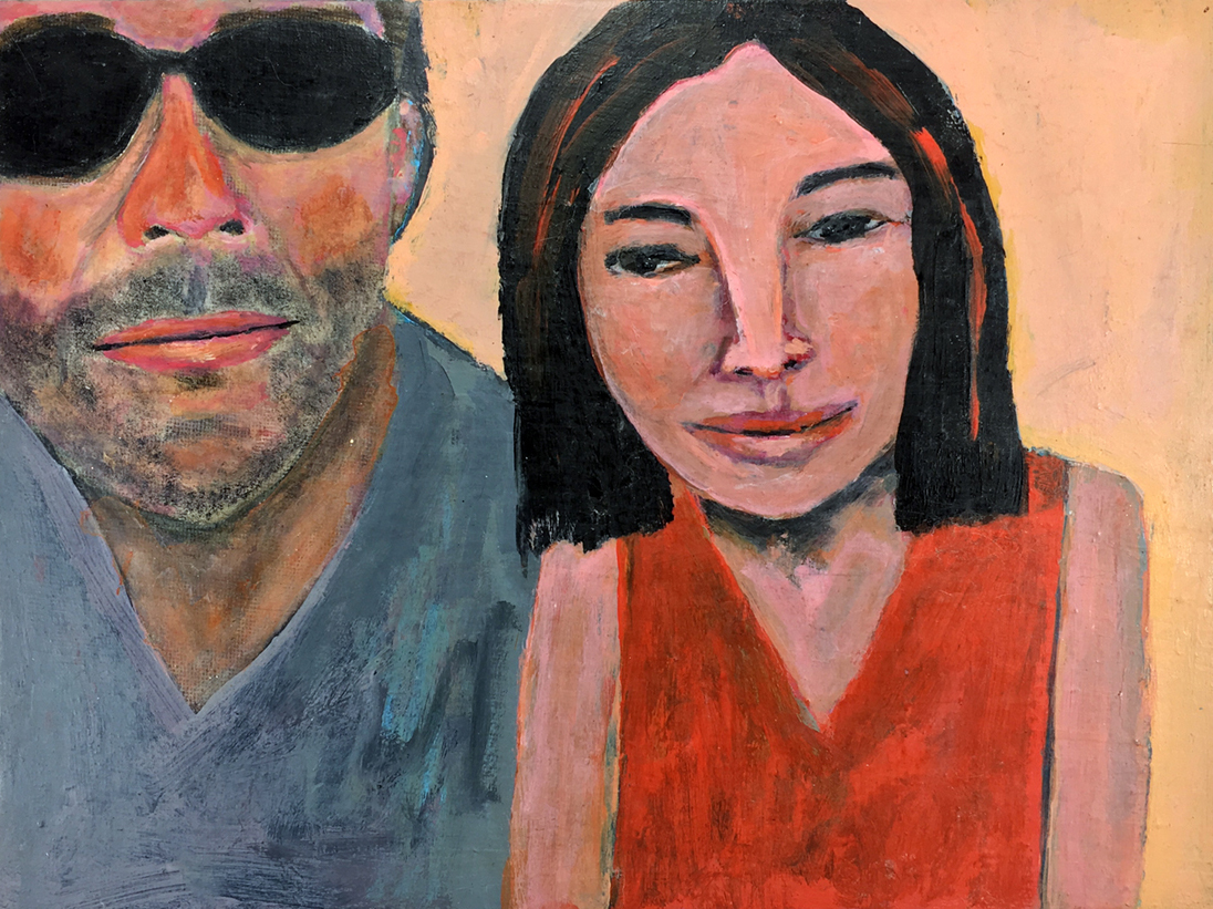 Katie Jeanne Wood - 9x12 They Overdosed on Love - Couple in love portrait painting