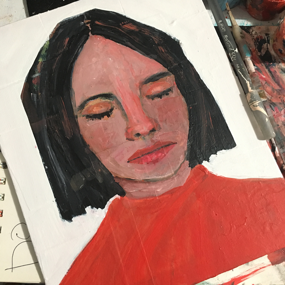 Katie Jeanne Wood - Revising portrait painting