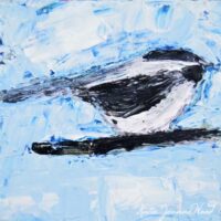 Katie Jeanne Wood - 4x4 Blue Chickadee Bird Series No 5