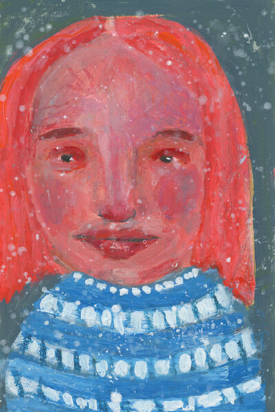 Katie Jeanne Wood - 6x9 Her Favorite Wool Sweater portrait painting