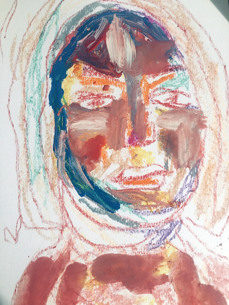 Katie Jeanne Wood - 9x6 gouache portrait painting