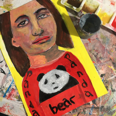 Katie Jeanne Wood - Panda Bear portrait painting wip