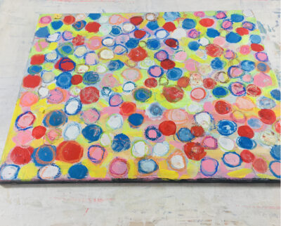 Katie Jeanne Wood - 16x20 Bright cheery colorful acrylic abstract painting - Magnetic