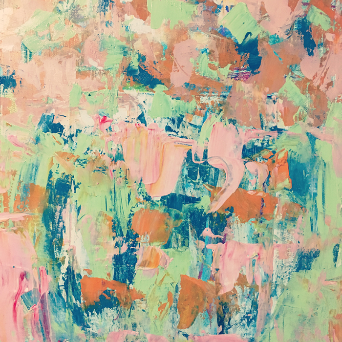 Katie Jeanne Wood - Pink & Green Abstract Painting