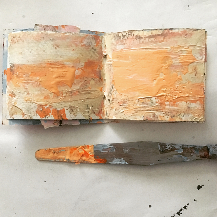 Katie Jeanne Wood - Orange Art Journal Page & Palette knife