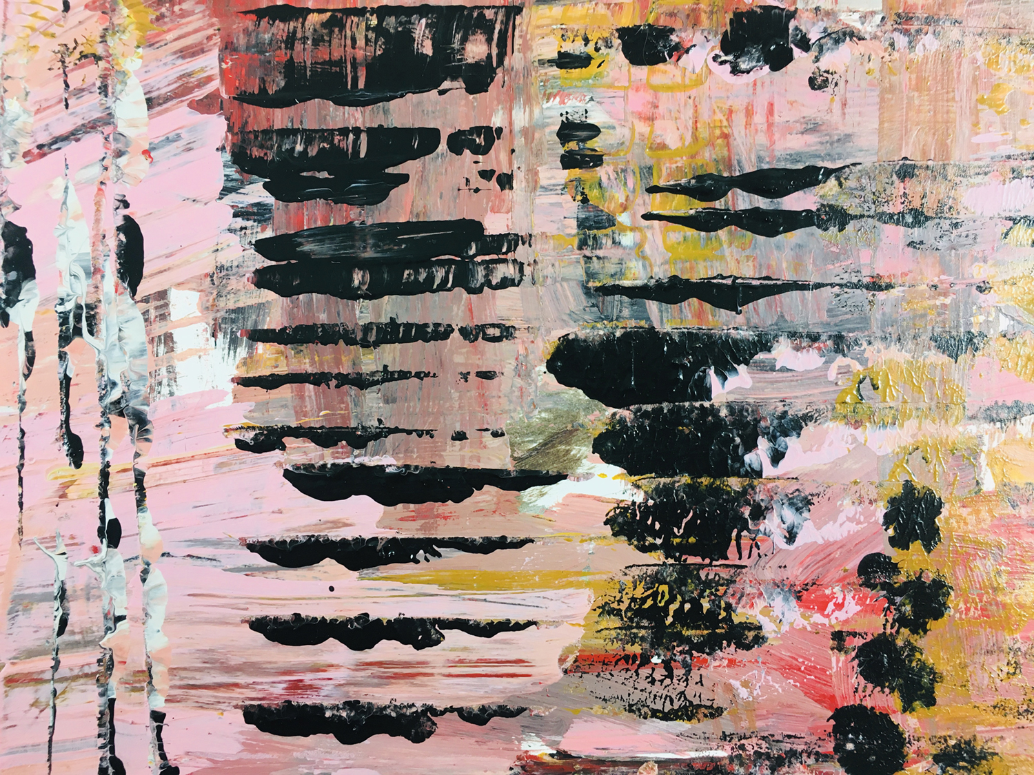 Katie Jeanne Wood - Black & pink abstract painting