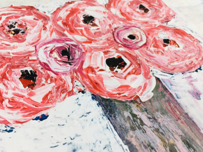 Katie Jeanne Wood - 8x10 Sweet Like Cotton Candy floral roses painting