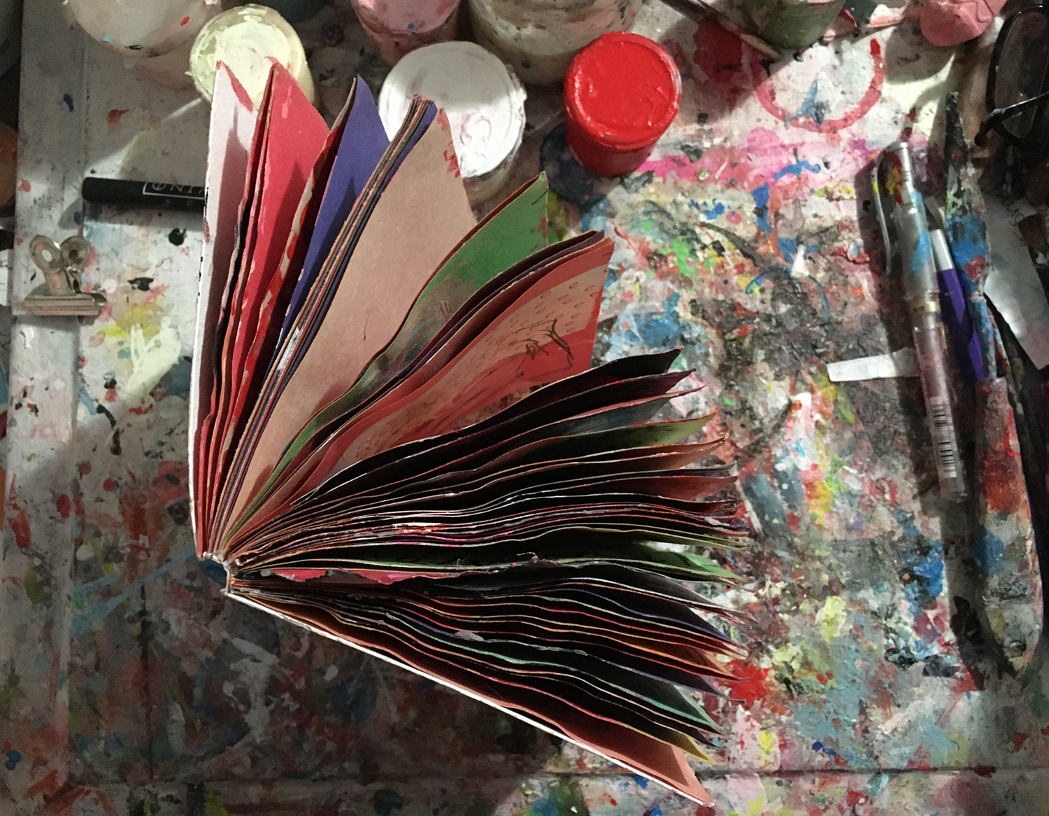 Katie Jeanne Wood - drying art journal pages