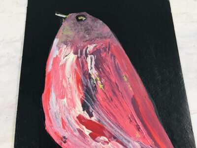Katie Jeanne Wood - 4.75x 6.75 Rise High Pink robin bird painting