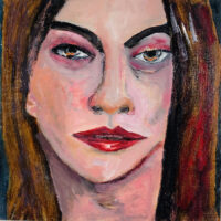 Katie Jeanne Wood - 6x6 Covid Weary oil portrait painting