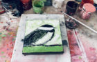 Katie Jeanne Wood - Chickadee Bird Painting WIP