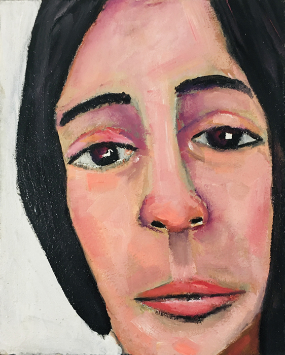 Katie Jeanne Wood - I'm Listening oil portrait painting