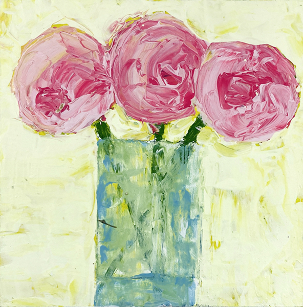 Katherine Jeanne Wood - 6x6 Flower Series No 303 Pink Roses