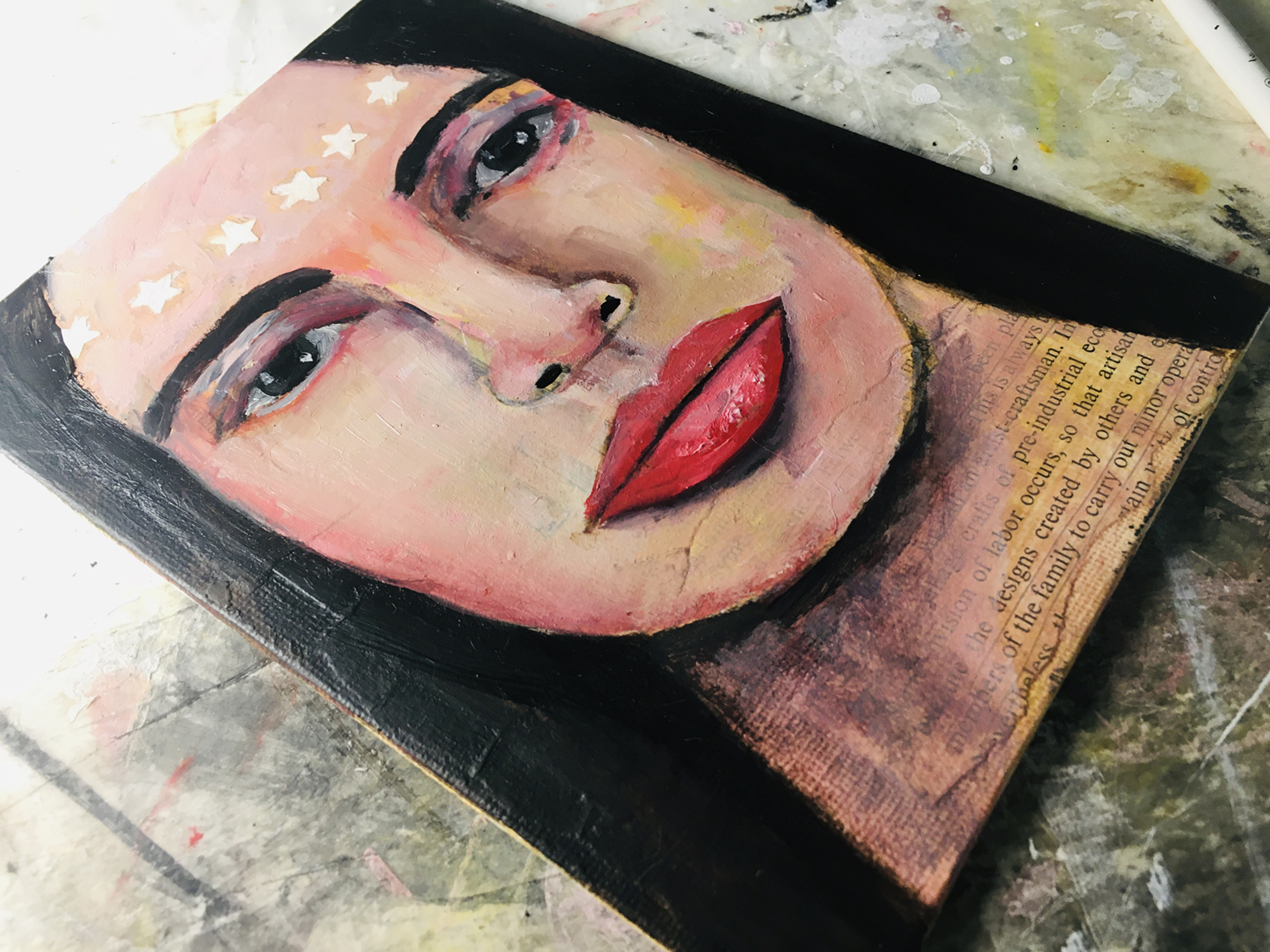 Katie Jeanne Wood - Reflective Thinking WIP oil portrait painting 01