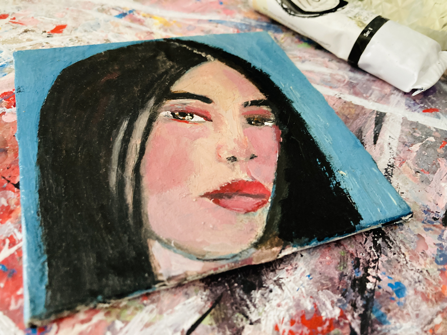 Katie Jeanne Wood - Revising Summer oil portrait painting mini