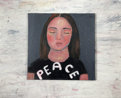 Katie Jeanne Wood - 6x6 Meditating Buddhist Woman Portrait Painting - Peace