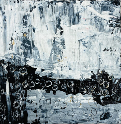 Katie Jeanne Wood - Long Way From Home black white gray acrylic abstract painting