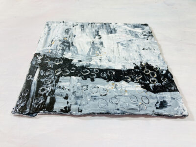 Katie Jeanne Wood - Long Way From Home black white gray acrylic abstract painting