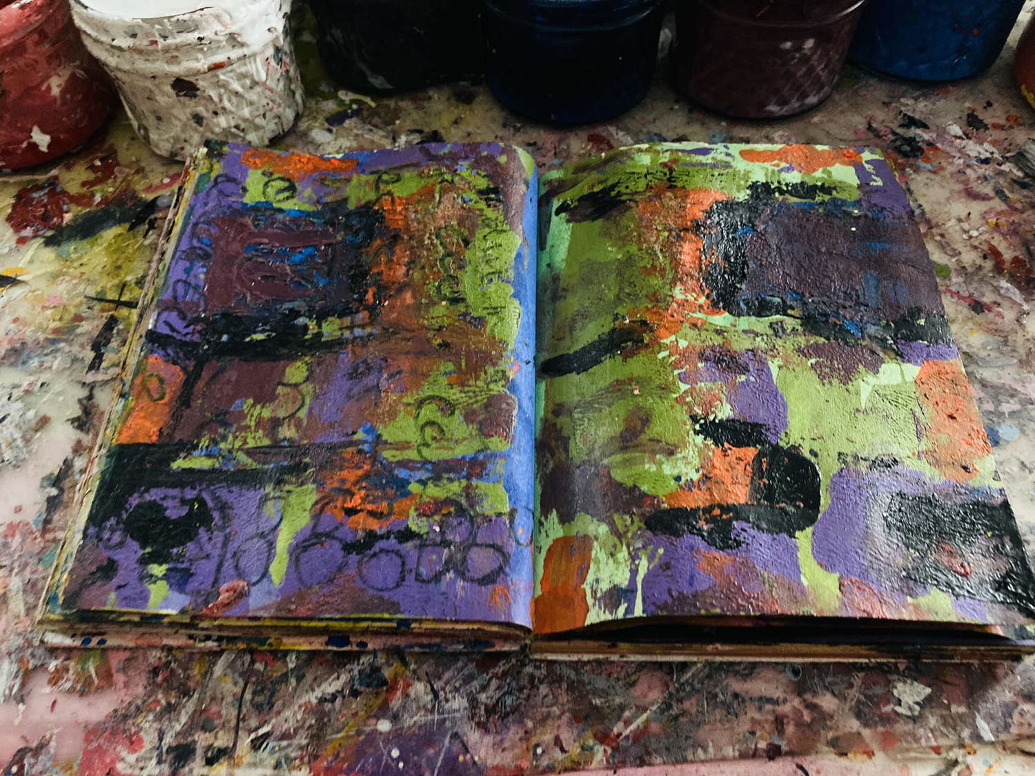 Katie Jeanne Wood - Purple green art journal page