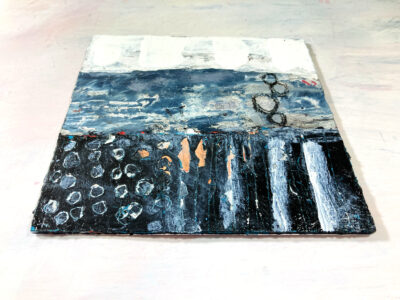 Katie Jeanne Wood - Had To Adapt black white blue gray abstract painting