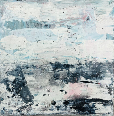 Katie Jeanne Wood - Mud Season black white blue gray abstract painting