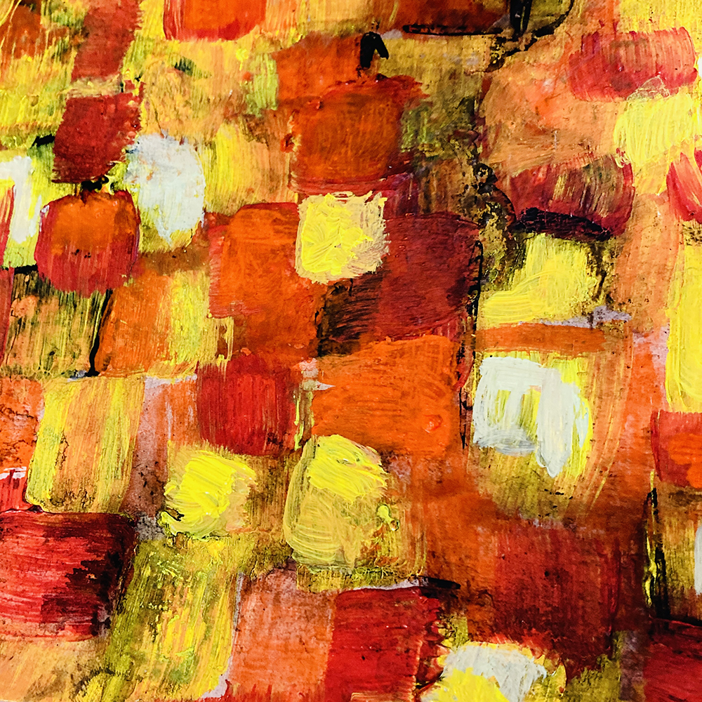 Katie Jeanne Wood - abstract painting yellow & red squares