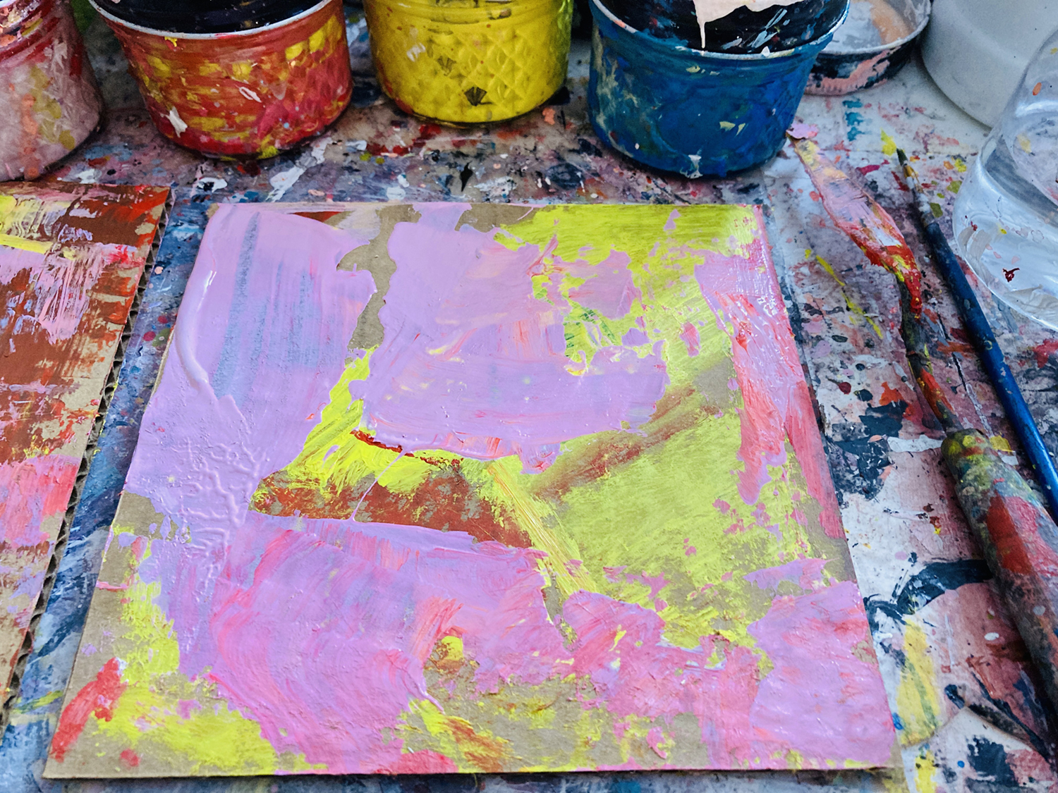 Katie Jeanne Wood - pink and yellow abstract paintings