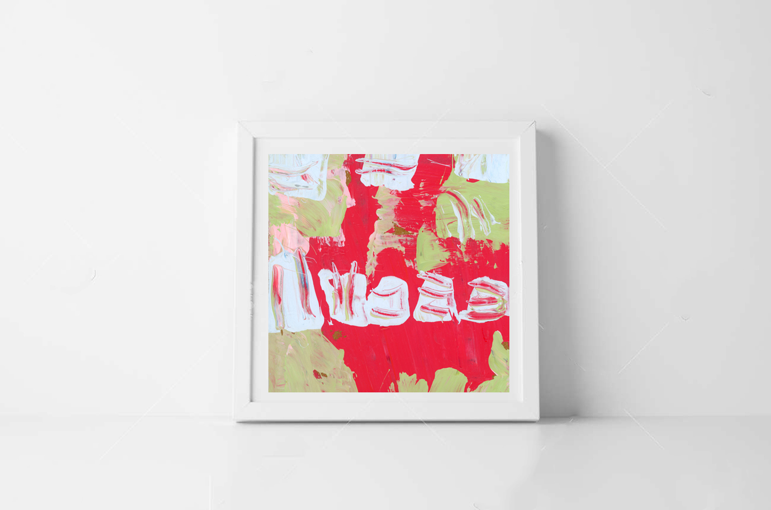 Katie Jeanne Wood - OFC green & red abstract print