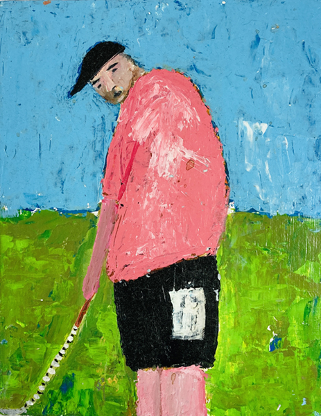 Katie Jeanne Wood - Sunday Afternoon man golfing palette knife figure painting