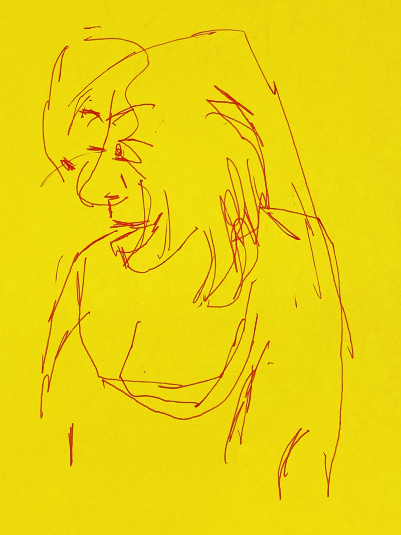 Katie Jeanne Wood - blind contour drawing woman with cleavage