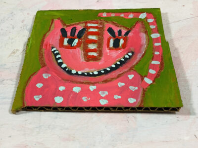 Katie Jeanne Wood - 4x4 Silly Cat Painting No 1