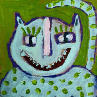 Katie Jeanne Wood - 4x4 Silly Cat Painting No 10