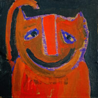 Katie Jeanne Wood - 4x4 Silly Cat Painting No 2