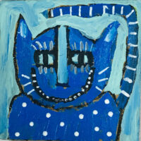 Katie Jeanne Wood - 4x4 Silly Cat Painting No 4